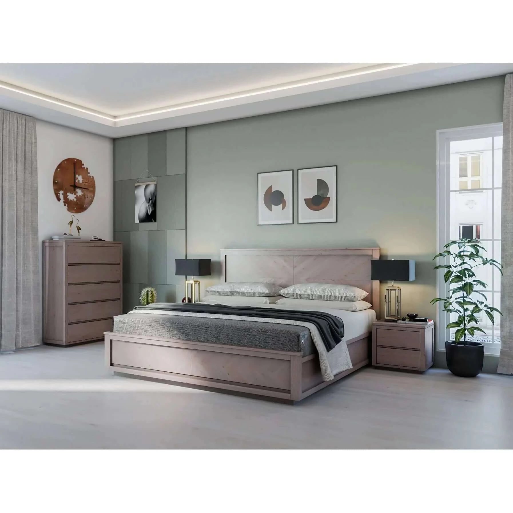 Buy rosemallow king size bed parquet solid messmate timber wood frame mattress base - upinteriors-Upinteriors