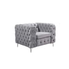 Buy Single Seater Grey Sofa Classic Armchair Button Tufted in Velvet Fabric – Upinteriors-Upinteriors
