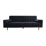 Buy sofa bed 3 seater button tufted lounge set for living room couch in velvet black colour - upinteriors-Upinteriors