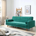 Buy sofa bed 3 seater button tufted lounge set for living room couch in velvet green colour - upinteriors-Upinteriors