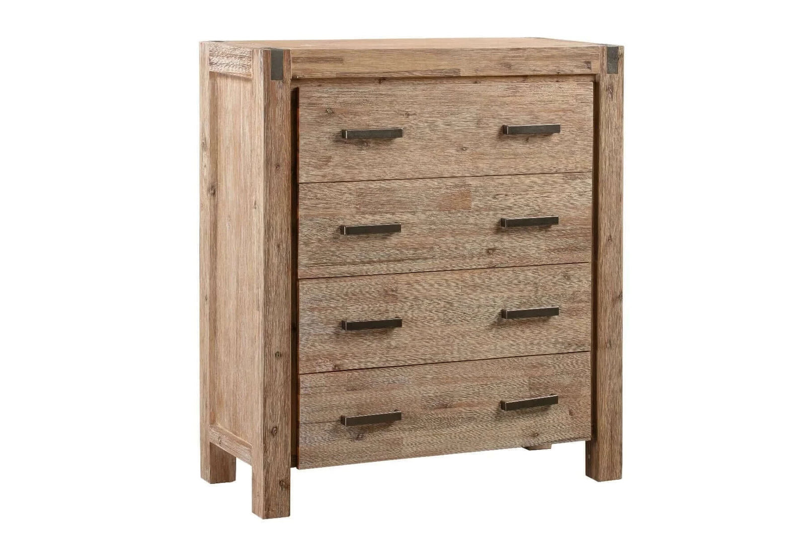 Buy tallboy with 4 storage drawers assembled in oak colour solid wooden - upinteriors-Upinteriors