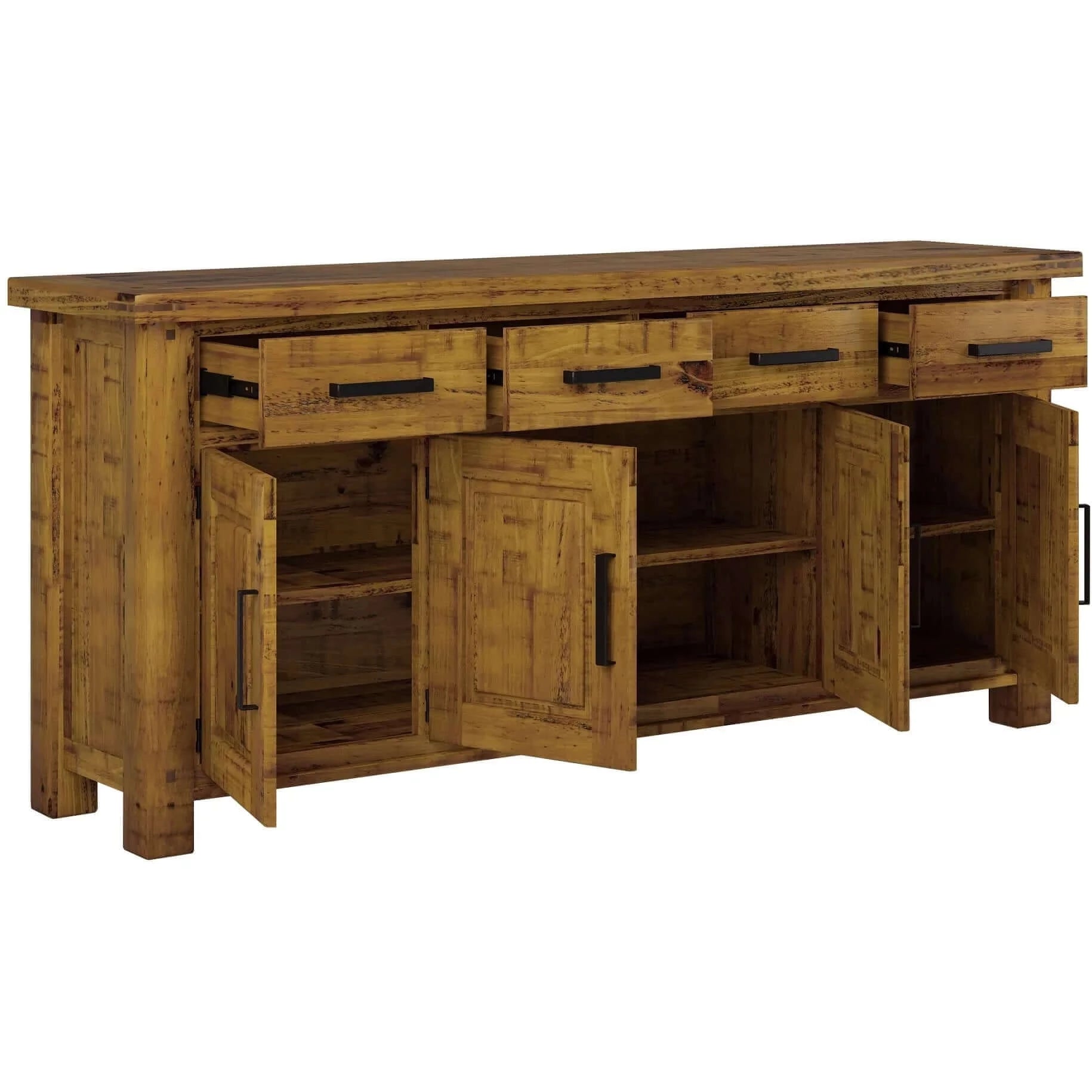 Buy teasel buffet table 191cm 4 door 4 drawer solid pine timber wood - rustic oak - upinteriors-Upinteriors
