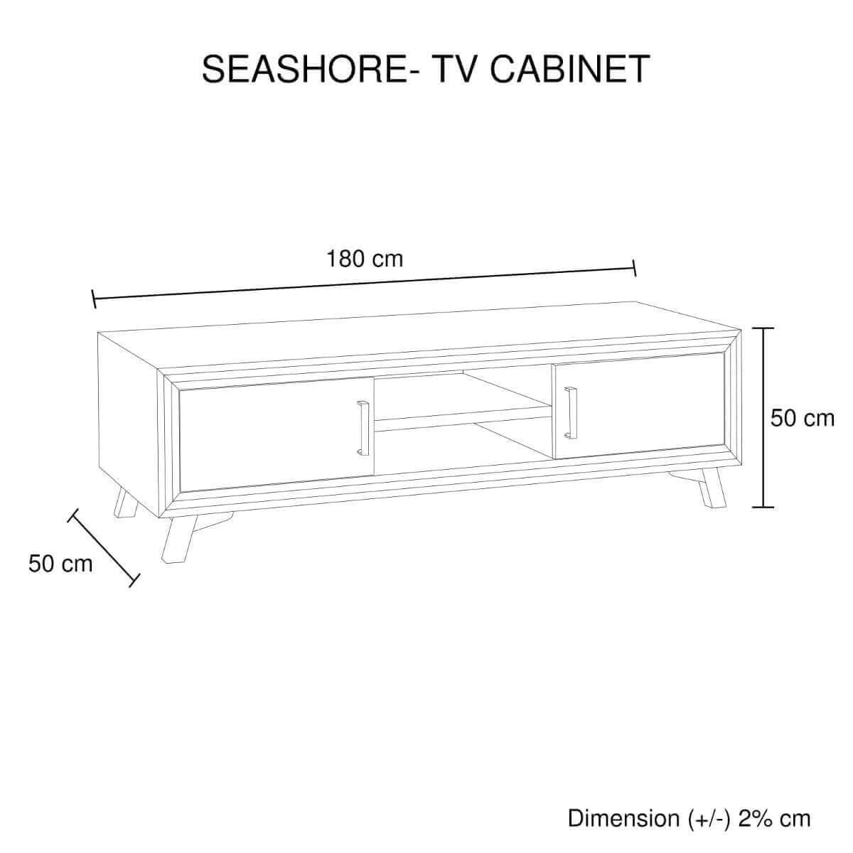 Buy TV Cabinet with 2 Storage Drawers Cabinet Solid Acacia Wooden Entertainment Unit in Sliver -Upinteriors