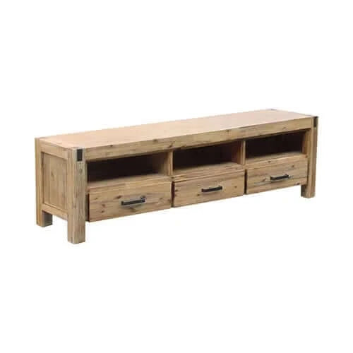 Buy TV Cabinet with 3 Storage Drawers with Shelf Solid Acacia Wooden Frame Entertainment Unit – Upinteriors-Upinteriors