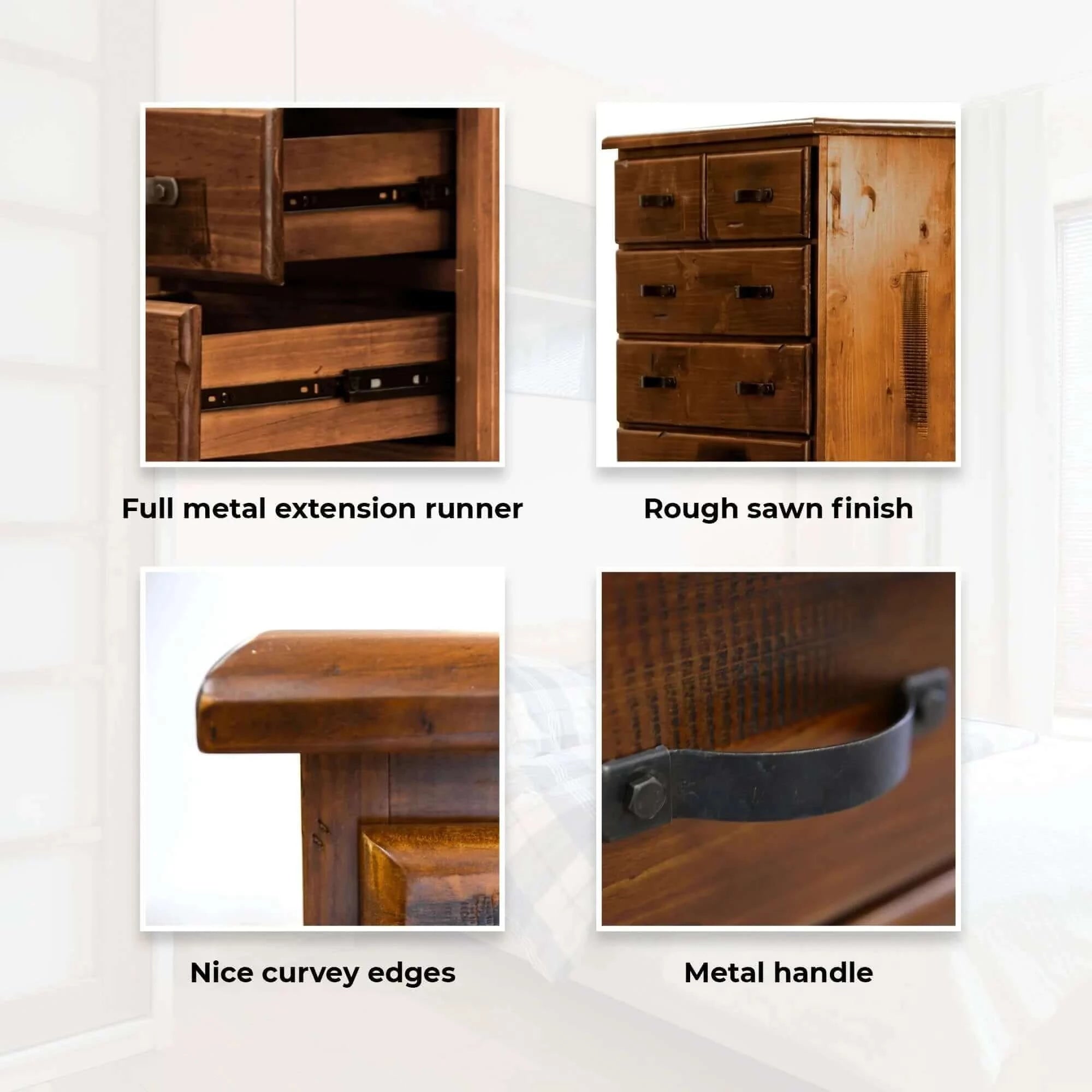 Buy umber tallboy 6 chest of drawers solid pine wood storage cabinet - dark brown - upinteriors-Upinteriors