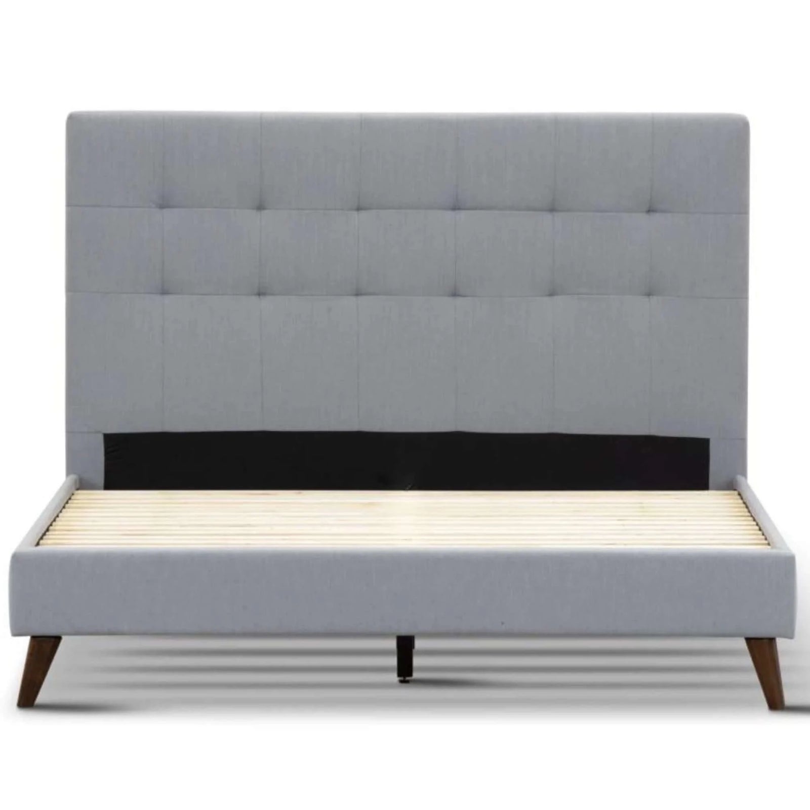 Buy volga king single bed platform frame fabric upholstered mattress base - grey - upinteriors-Upinteriors