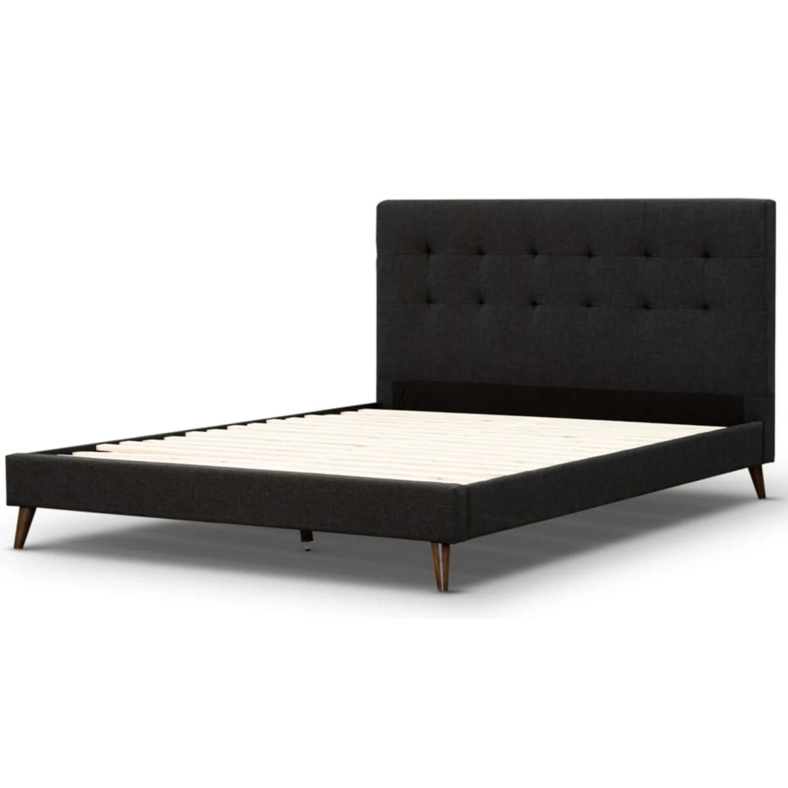 Buy volga queen bed platform frame fabric upholstered mattress base - charcoal - upinteriors-Upinteriors