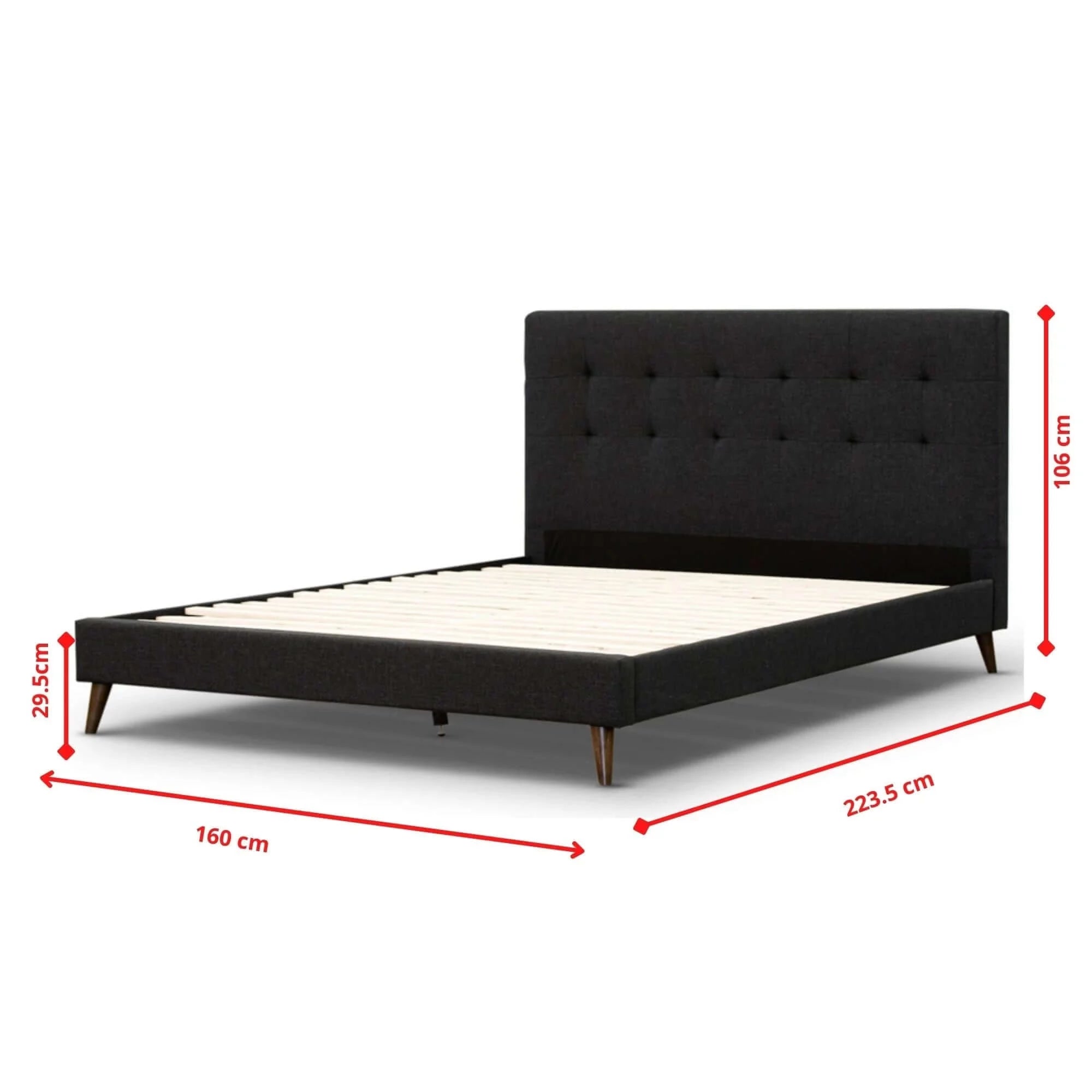 Buy volga queen bed platform frame fabric upholstered mattress base - charcoal - upinteriors-Upinteriors