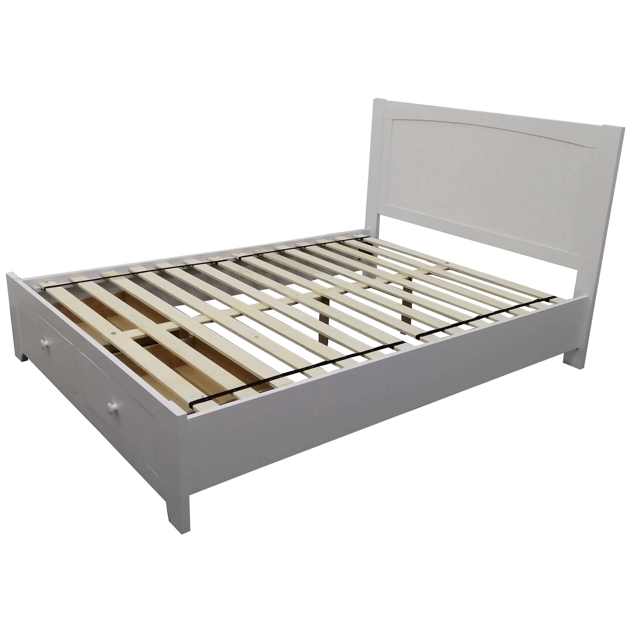 Buy wisteria bed frame queen size mattress base storage drawer timber wood - white - upinteriors-Upinteriors