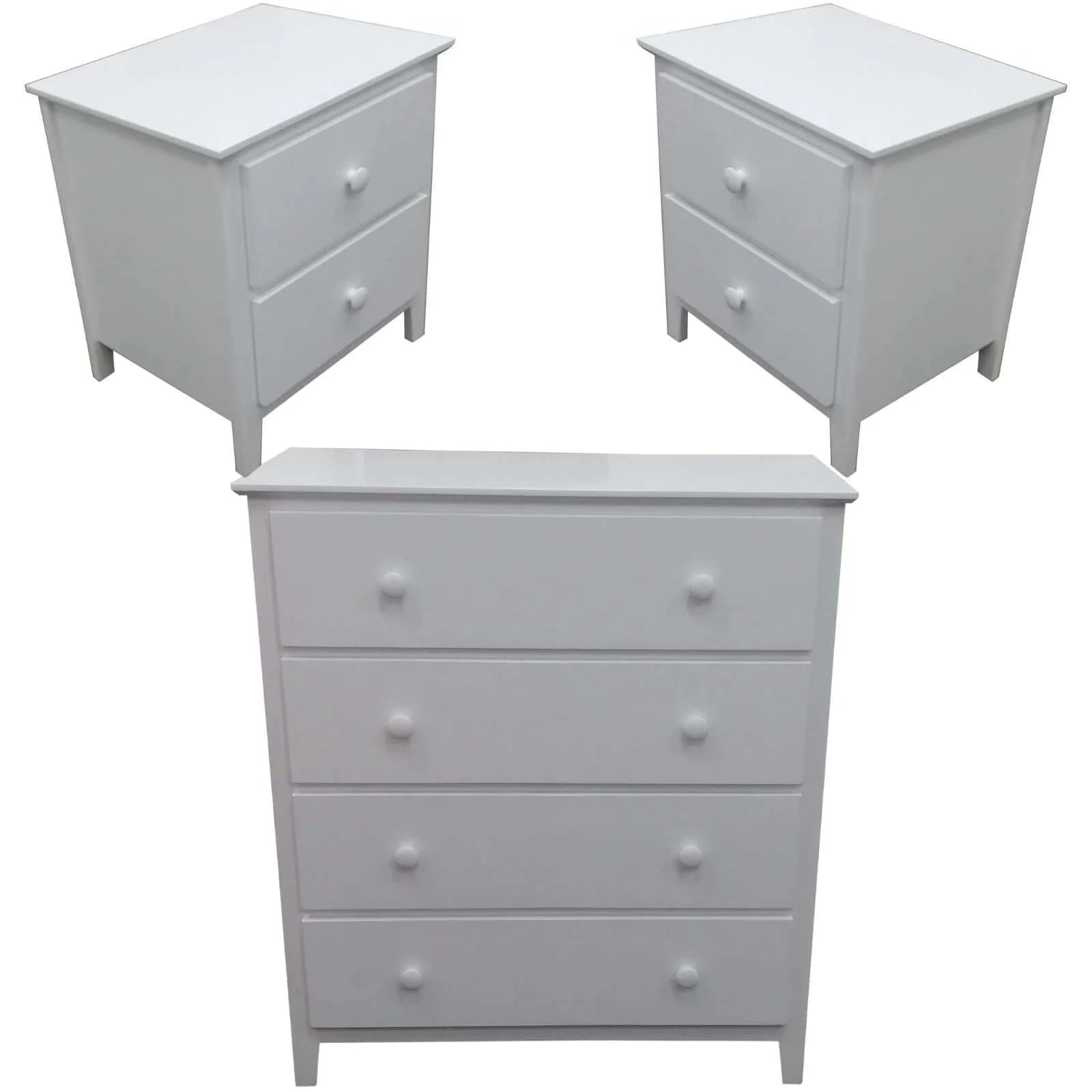 Buy wisteria bedside tallboy 3pc bedroom set drawers nightstand storage cabinet -wht - upinteriors-Upinteriors