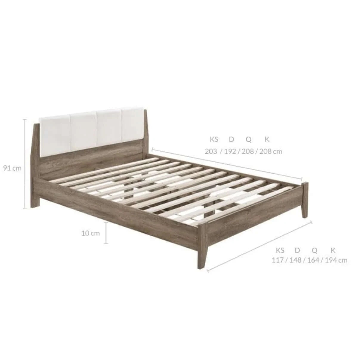 Buy wooden bed frame w leather upholstered bed head queen - upinteriors-Upinteriors