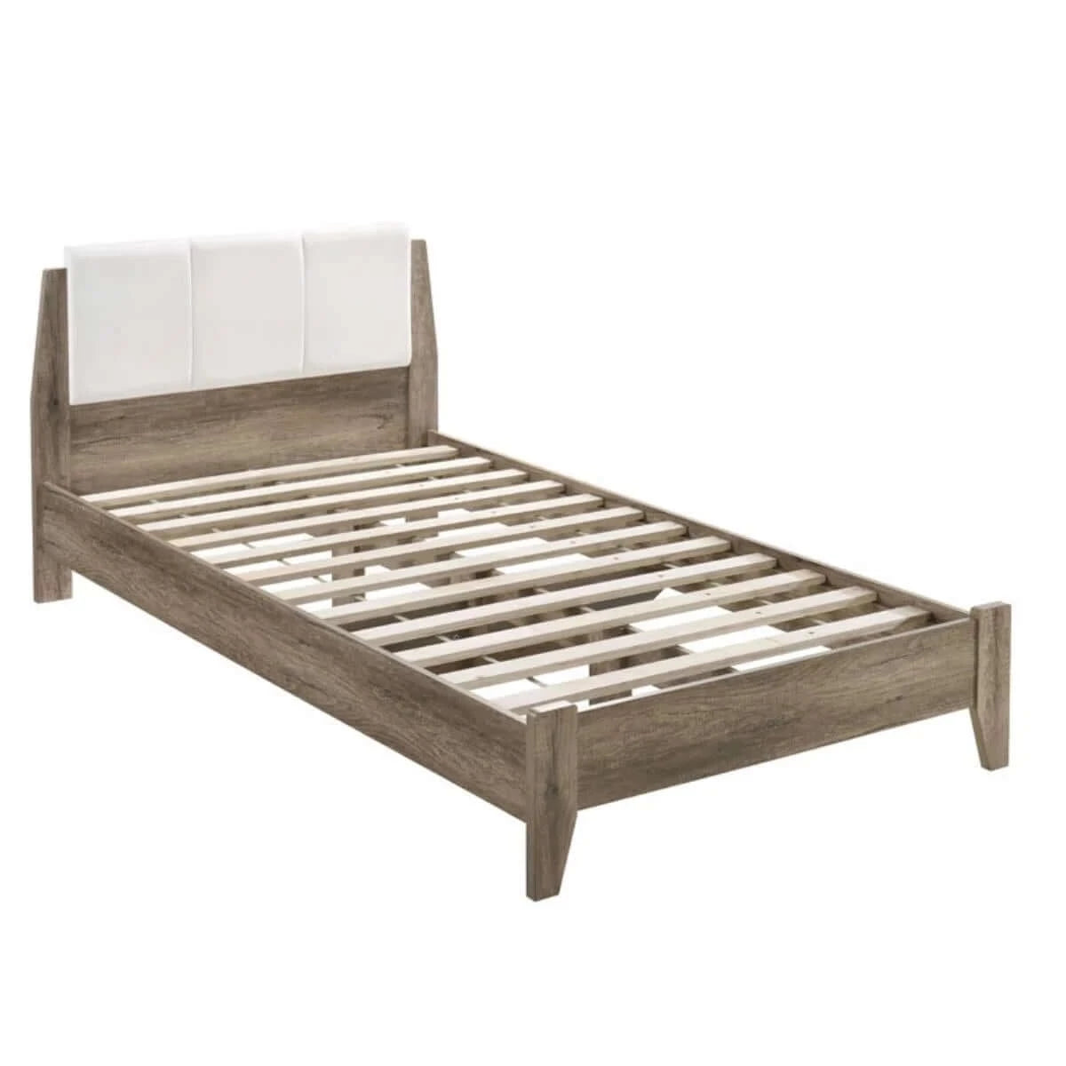 Buy wooden bed frame with leather upholstered bed head size double - upinteriors-Upinteriors